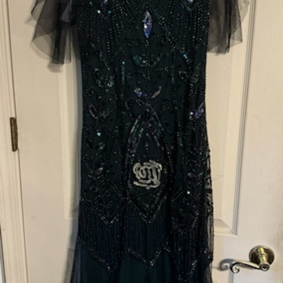 FAIRY COUPLE 1920s Floor-Length V-Back Sequined Embellished Flapper Dress Med/10 - Picture 3 of 4